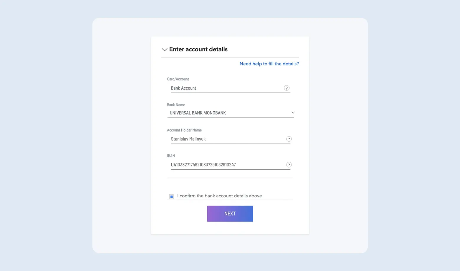 wypłata pieniędzy z Payoneer na Monobank przez rachunek bankowy