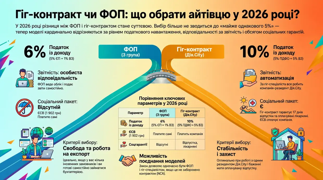 Гіг-контракт чи ФОП: що вигідніше айтішнику - пам'ятка