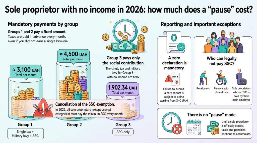 sole proprietor with no income in 2026